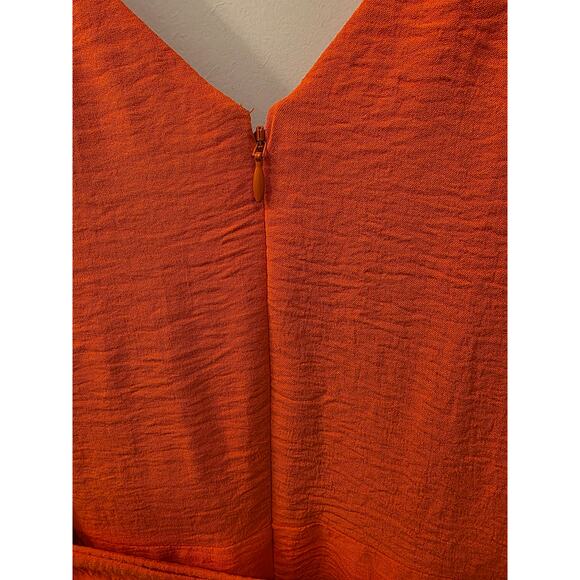 DKNY Orange Fit & Flare Midi Dress with Belt - Picture 4 of 9